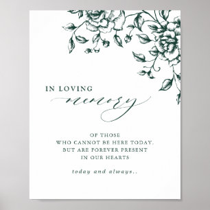 Emerald Grönt Vintage Botanical in Loved Memory Poster