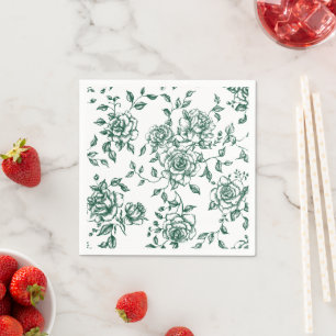 Emerald Grönt Vintage Botaniska Blommigten Bröllop Pappersservett