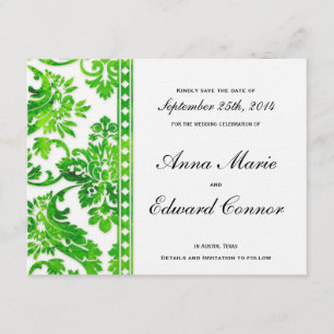 Emerald Grönt Vintage Damask Snöre Spara datum Datumet