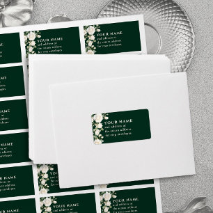 Emerald Grönt Vit ros OSA EnKue Adress Adressetikett