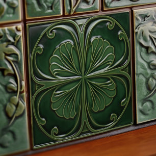 Emerald Grönt Wall Decor Art nouveau Ceram Kakelplatta