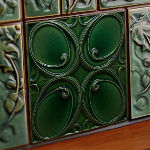 Emerald Grönt Wall Decor Art nouveau Ceram Kakelplatta