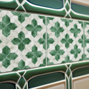 Emerald Grönt Wall Decor Art nouveau Ceram Kakelplatta