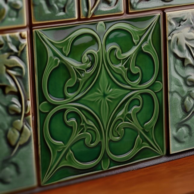 Emerald Grönt Wall Decor Art nouveau Ceram Kakelplatta (Skapare uppladdad)