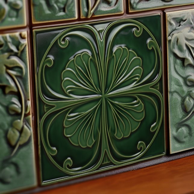 Emerald Grönt Wall Decor Art nouveau Ceram Kakelplatta (Skapare uppladdad)