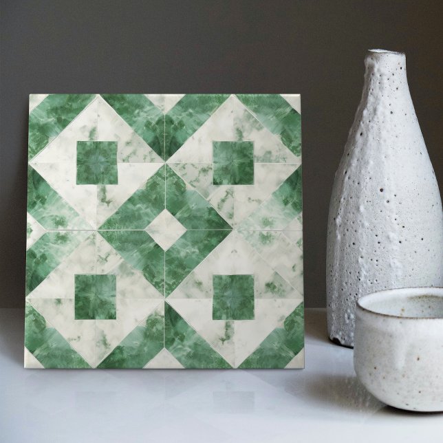 Emerald Grönt Wall Decor Art nouveau Mosaic Kakelplatta (Skapare uppladdad)