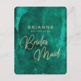Emerald Grönt Watercolor blir min Bridesmaid Inbjudningar