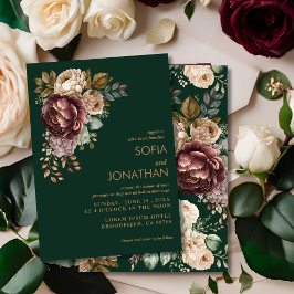 Emerald grönt Watercolor blommigt Wedding bjudande