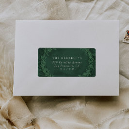 Emerald Grönt Watercolor Botanical Laurels Return Adressetikett
