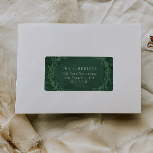 Emerald Grönt Watercolor Botanical Laurels Return Adressetikett