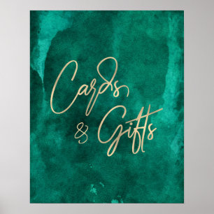 Emerald Grönt Watercolor Bröllopskort & Gifts Poster