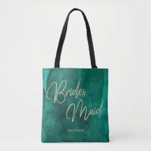 Emerald Grönt Watercolor Guld Bridesmaid Monogram