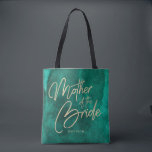 Emerald Grönt Watercolor Guld Budens mamma Tygkasse<br><div class="desc">Emerald Grönt Watercolor & Guld Faux Foil Lettering Perfekt for Fall or Winter Wedding Monogram Budens mamma tote bags med trendig Hand Lettered Script font! ~ Kolla min butik för att se hela samlingen i bröllop med den här designen!</div>