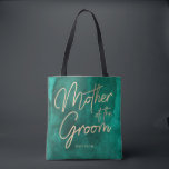 Emerald Grönt Watercolor Guld Mor i Groom Tygkasse<br><div class="desc">Emerald Grönt Watercolor & Guld Faux Foil Lettering Perfekt for Fall or Winter Wedding Monogram Mor i Groom tote bags med trendig Hand Lettered Script font! ~ Kolla min butik för att se hela samlingen i bröllop med den här designen!</div>