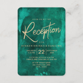 Emerald Grönt Watercolor & Guld Wedding Reception Inbjudningar