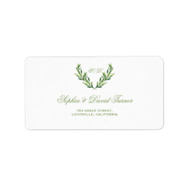 Emerald Grönt Watercolor Wandan Bröllop Adressetikett