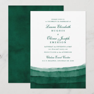 Emerald Grönt Watercolor Wedding-inbjudningar Inbjudningar