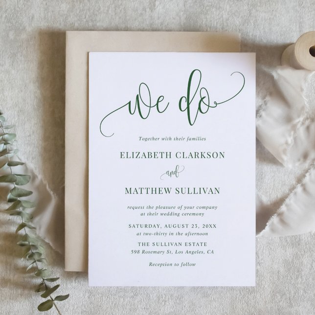 Emerald Grönt We Do Modern Calligraphy Bröllop Inbjudningar (Emerald Green We Do Modern Calligraphy Wedding Invitation)