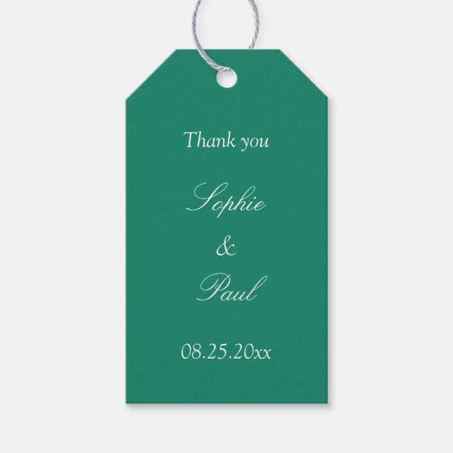 Emerald Grönt Wedding Favor Tack Gift Märkres Presentetikett (Framsidan)