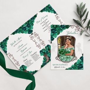 Emerald Grönt Western Charro Quinceañera Program