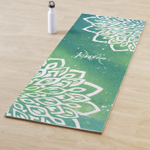 Emerald Grönt White Blommigt Mandala Monogram 