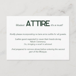 Emerald Grönt White Bröllop Attire-kodkort Tilläggskort