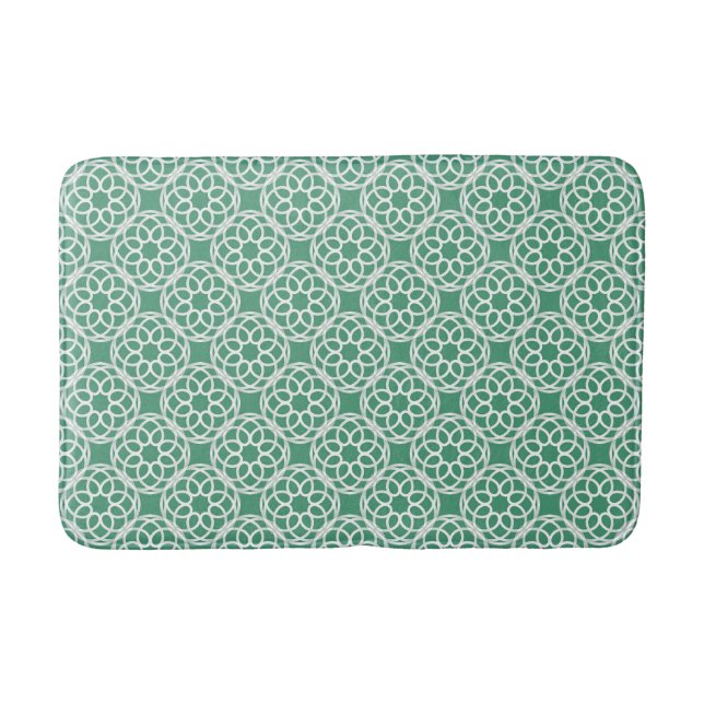 Emerald Grönt White Geometric Seamless Mönster Badrumsmatta (Framsidan)
