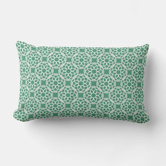 Emerald Grönt White Geometric Seamless Mönster Lumbarkudde (Framsida)