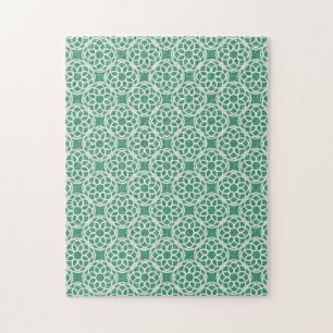 Emerald Grönt White Geometric Seamless Mönster Pussel