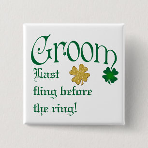 Emerald Grönt, White, Guld Shamrocks Groom Button Knapp