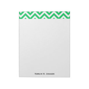 Emerald Grönt, White Large Chevron ZigZag Mönster Anteckningsblock