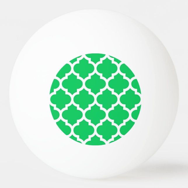 Emerald Grönt White Moroccan Quatrefoil Mönster #5 Pingisboll (Framsidan)