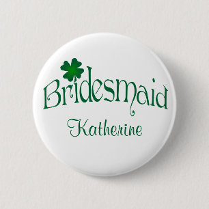 Emerald Grönt, White Shamrock Bridesmaid Button Knapp