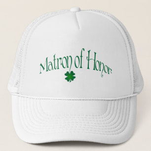 Emerald Grönt, White Shamrock Matron of Honor Cap Truckerkeps