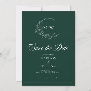 Emerald Grönt Wispy Vapensköld Monogram Spara datu Datumet