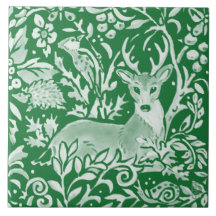 Emerald Grönt Woodland Animal Hjort Hedgehog Blomm