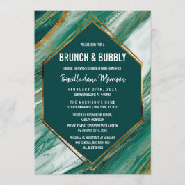 Emerald Guld Abstrakt Agate Marble Brunch BubLY Inbjudningar