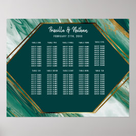 Emerald Guld Abstrakt Agate Marble Seating Chart Poster