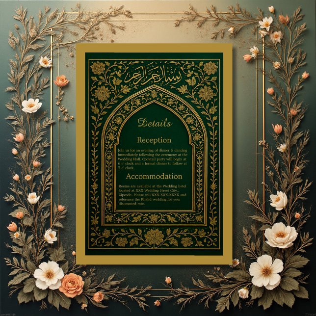 Emerald Guld Arabiska arch Bröllop Tilläggskort (Skapare uppladdad)