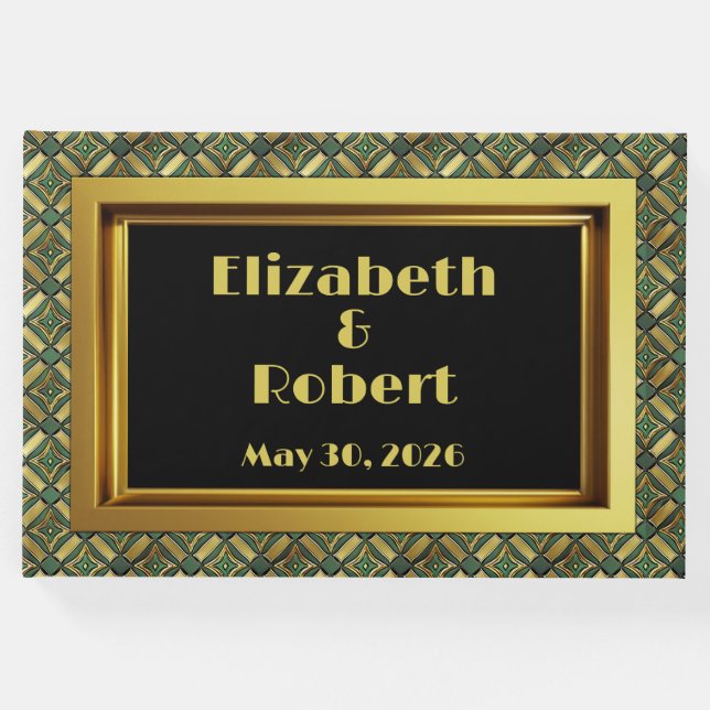 Emerald & Guld Art Deco Gästböcker (Framsida)