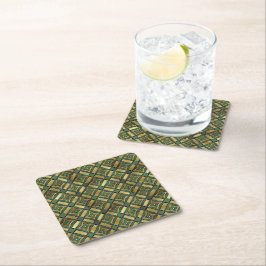 Emerald & Guld Art Deco Underlägg Papper Kvadrat