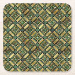 Emerald & Guld Art Deco Underlägg Papper Kvadrat