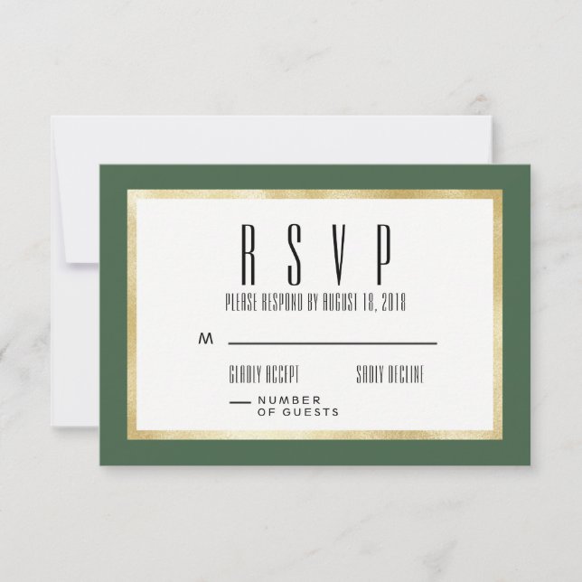 Emerald + Guld Classic Wedding OSA kort (Framsida)