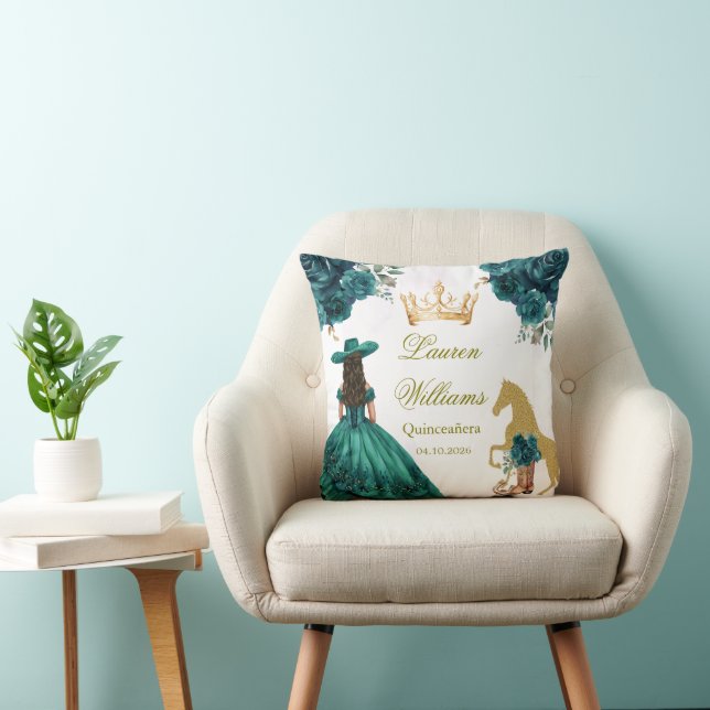 Emerald Guld Cowgirl Quinceanera Party Kudde (Stol)