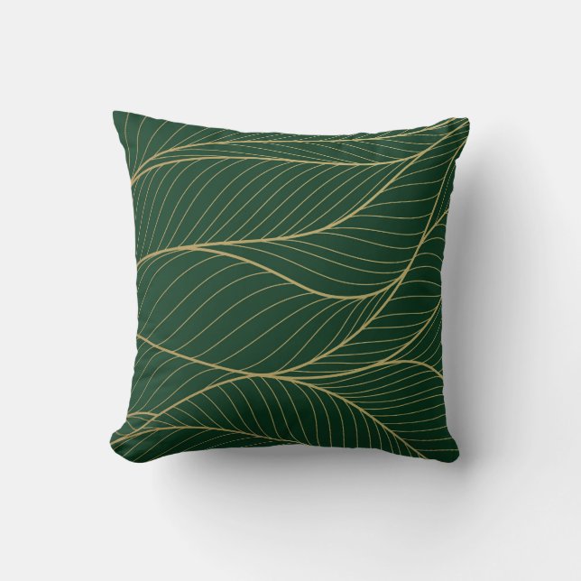 Emerald Guld Elegance: Luxury Tapet Design Kudde (Framsida)