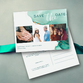 Emerald Guld Modern Bröllop Photo Save Date Vykort