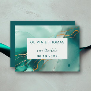 Emerald Guld Modern Simple Beach Wedding Spara Dat Inbjudningar