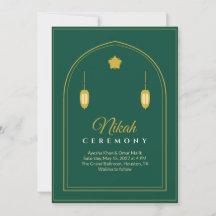 Emerald Guld Nikah Muslimsk Bröllopsinbjudan Ark