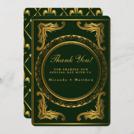 Emerald Guld Ornament Bröllop tackkort Inbjudningar