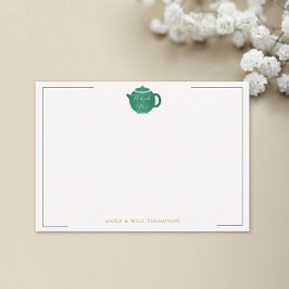 Emerald Guld Tea Pot Elegant bröllop Möhippa Tack Kort